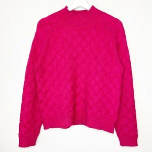 The East Order Basket Weave Fuchsia Pink Sweater